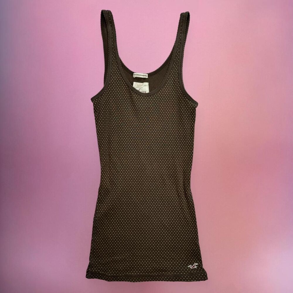 Vintage Y2K 2000s Hollister brown polka dot dainty cami tank🎀 - Picture 1 of 4